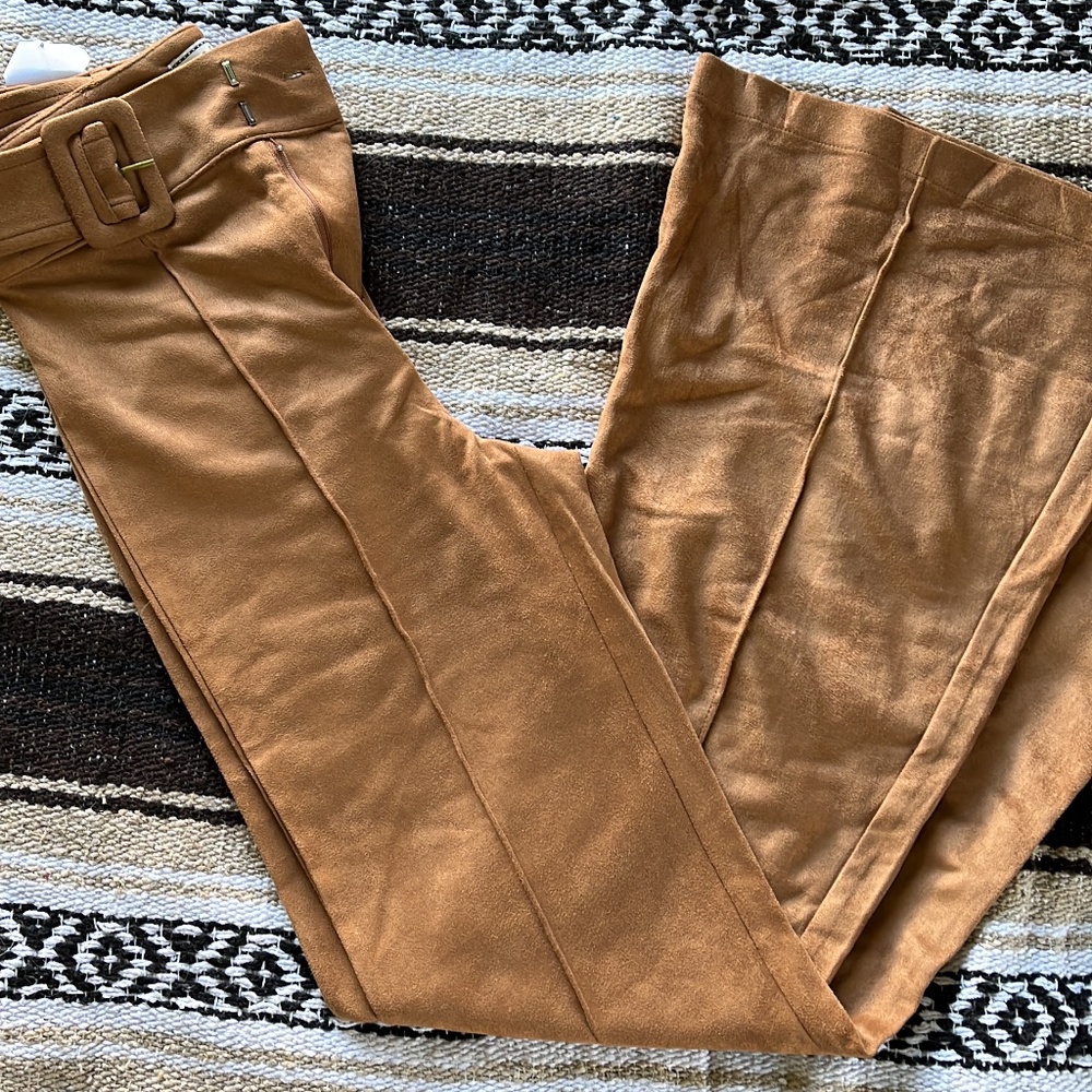 Suede Pinstripe Pants